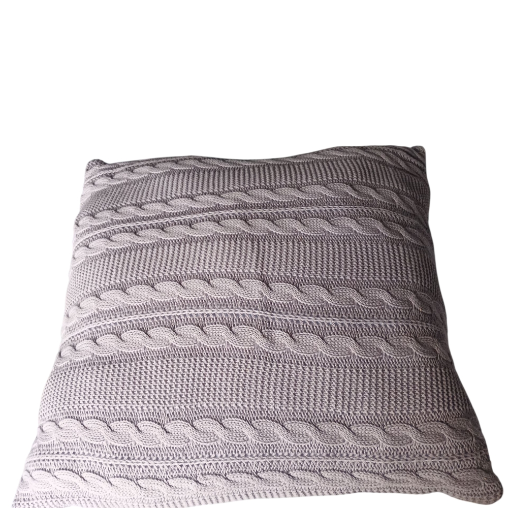 Cozy Knit Throw Pillow in Gray